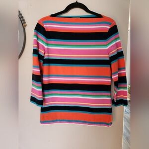 Lauren Ralph Lauren Multicolor Striped Boat Neck Top